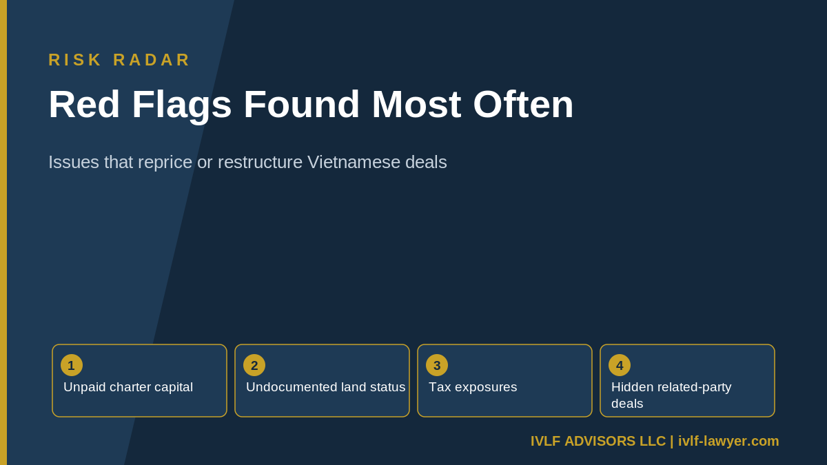 Red flags found most often during due diligence in Vietnam deals