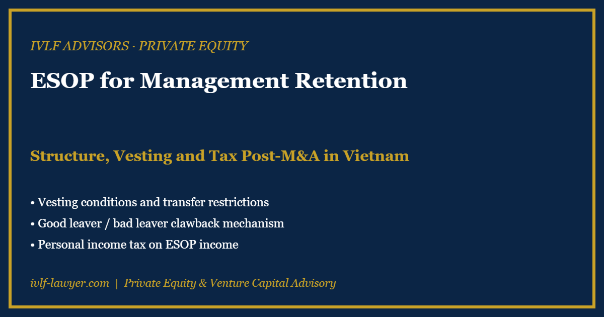 ESOP for Management Retention structure and vesting chart Vietnam
